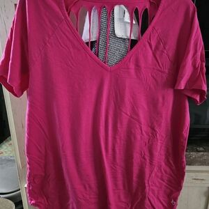 Torrid Hot Pink Cutout Back Short Sleeve Tee